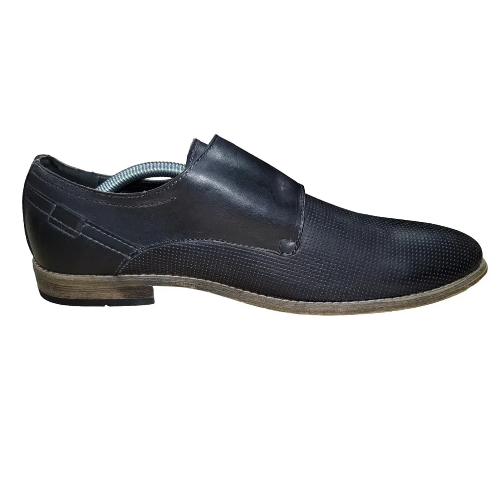 Kenneth‎ Cole Reaction Pin Ball Leather Black Double Monk Strap Shoes Size 10 M